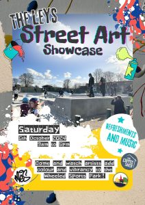 Poster showing details of event and skaters in a skatepark