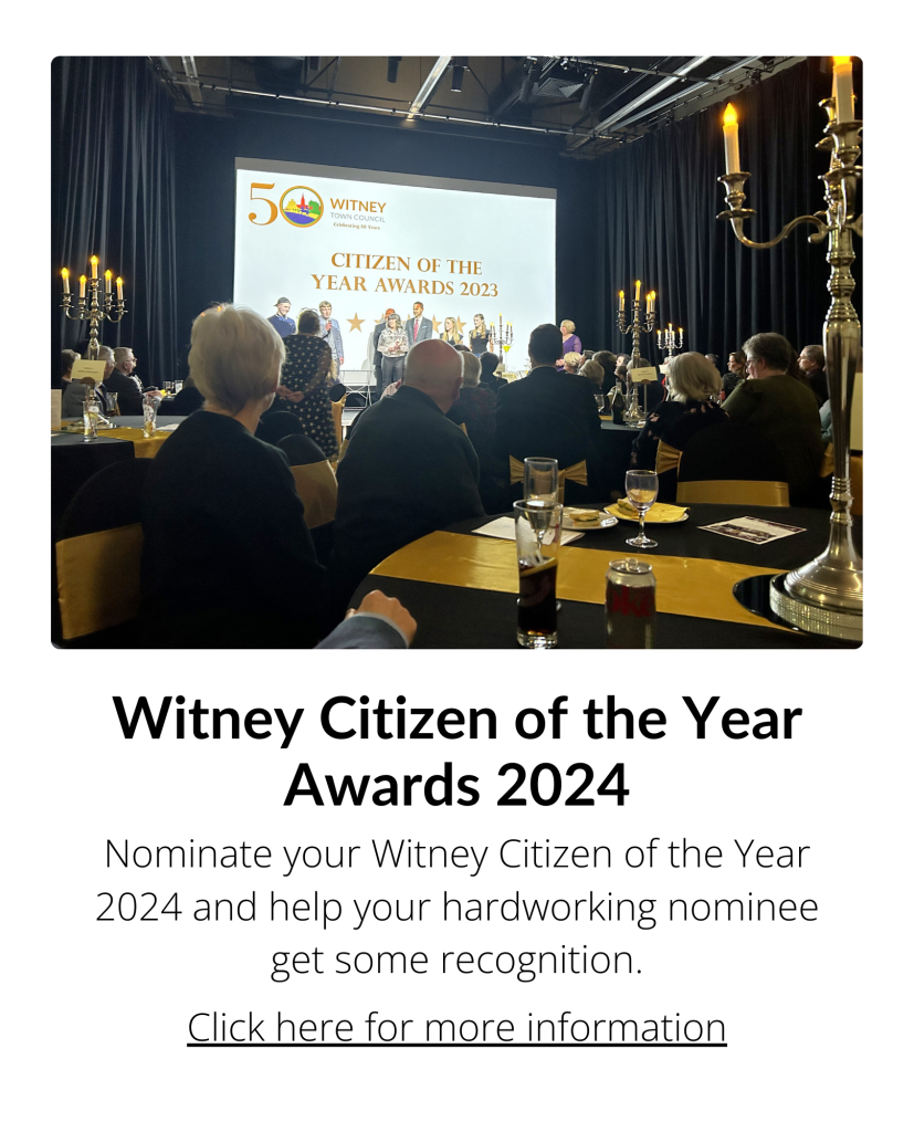 Witney Citizen of the Year Awards 2024 - Nominate your Witney Citizen of the Year 2024 and help your hardworking nominee get some recognition. Click for more information.